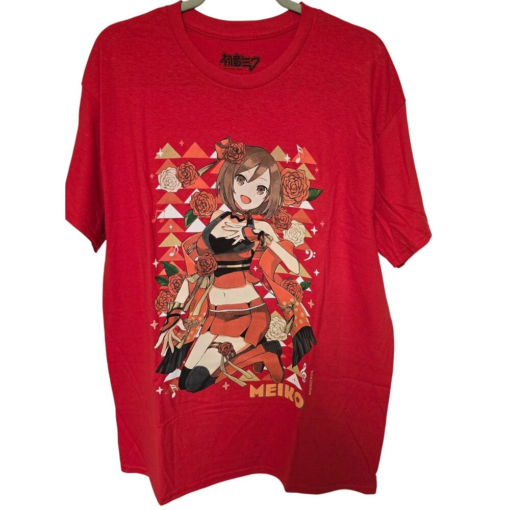 Hatsune Miku MEIKO Men's L Red Anime Vocaloid Shirt H3 Sportgear NWOT NEW